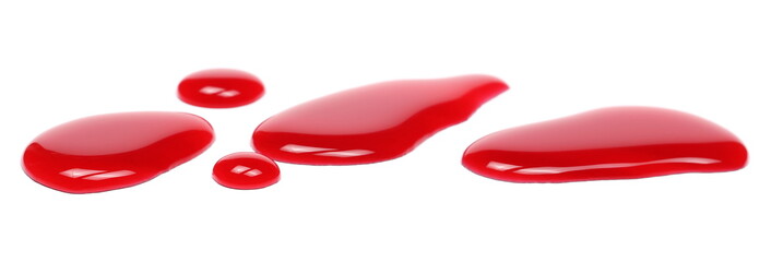 Spilled red wine puddle isolated on white background