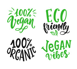 Vector round vegan, eco, organic green logo sign