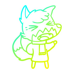 cold gradient line drawing angry cartoon fox