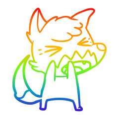 rainbow gradient line drawing angry cartoon fox