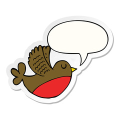 cartoon flying bird and speech bubble sticker