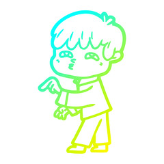 cold gradient line drawing cartoon curious man