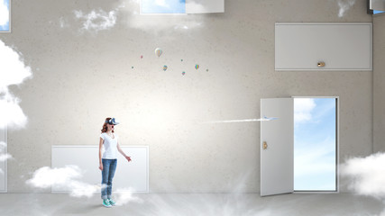 Fototapeta premium Right decision making and virtual reality. Mixed media