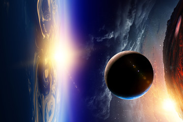 Abstract planets and space background