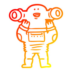warm gradient line drawing friendly cartoon alien