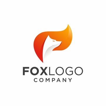 fox logo design. Negative space fox / wolf design vector illustration