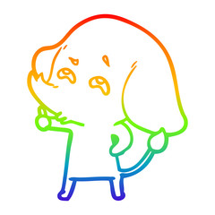 rainbow gradient line drawing cartoon elephant remembering