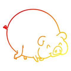 warm gradient line drawing cartoon pig