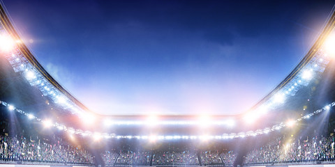Full night football arena in lights