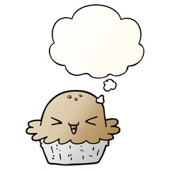 cute cartoon pie and thought bubble in smooth gradient style