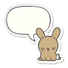 cute cartoon rabbit and speech bubble sticker