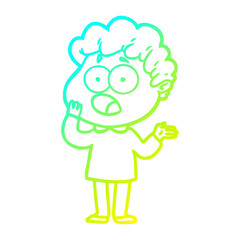 cold gradient line drawing cartoon man gasping in surprise