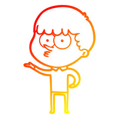 warm gradient line drawing cartoon curious boy