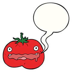cartoon tomato and speech bubble
