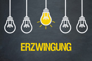 Erzwingung / Tafel mit Glühbirnen