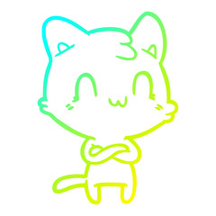 cold gradient line drawing cartoon happy cat
