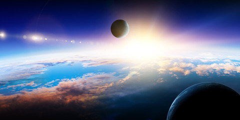 Abstract planets and space background