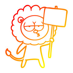 warm gradient line drawing cartoon bored lion