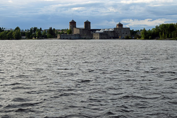Olavinlinna castle in Savonlinna, Finland. View from lake Saimaa.