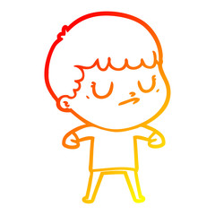 warm gradient line drawing cartoon grumpy boy