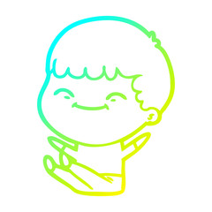 cold gradient line drawing cartoon happy boy