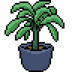 Fototapeta premium vector pixel art plant pot