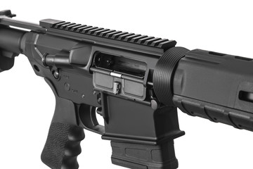 Modern automatic rifle isolated on white