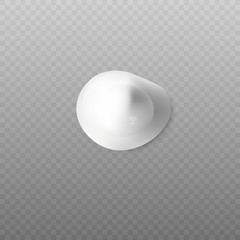 Realistic blop of body cream top view on transparent background.