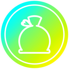 bulging sack circular in cold gradient spectrum