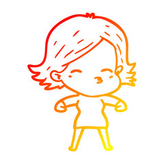 warm gradient line drawing cartoon woman