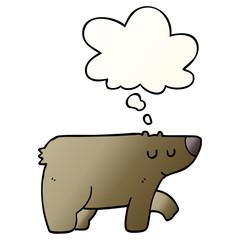 cartoon bear and thought bubble in smooth gradient style