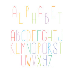 Vector design. Colored alphabet. For covers, printing on fabric, invitations, cards, blog posts.