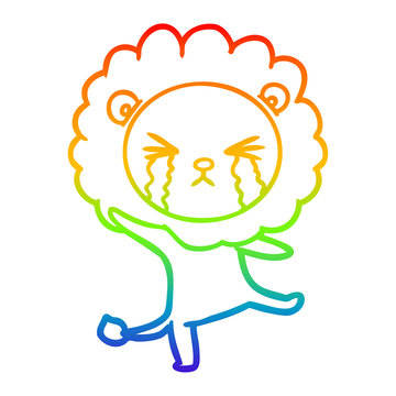 recommend clip art: rainbow gradient line drawing cartoon crying lion
