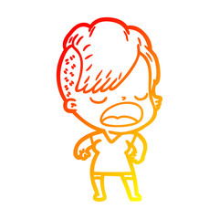 warm gradient line drawing cartoon cool hipster girl talking