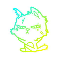 cold gradient line drawing tough cartoon cat