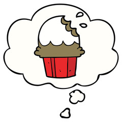 cartoon cupcake and thought bubble