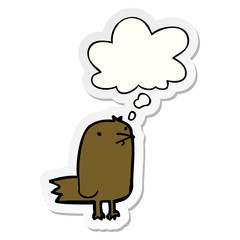 cartoon bird and thought bubble as a printed sticker