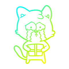 cold gradient line drawing cartoon cat