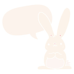 cartoon rabbit and speech bubble in retro style