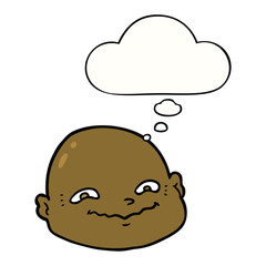 cartoon bald man and thought bubble