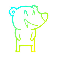 cold gradient line drawing laughing bear cartoon