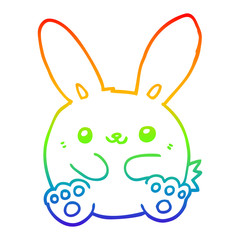 rainbow gradient line drawing cartoon rabbit