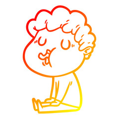 warm gradient line drawing cartoon man singing