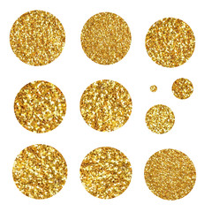 Set of gold glitter circles for your design vector