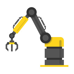 Robotic arm technology. Flat cartoon style. Vector illustration.