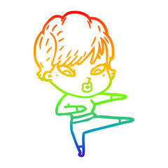 rainbow gradient line drawing cartoon woman
