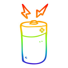 rainbow gradient line drawing cartoon battery