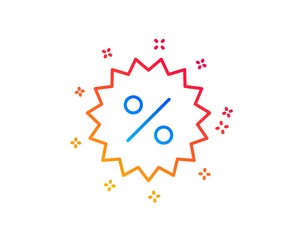 Discount or Sale line icon. Special offer sign. Shopping symbol. Gradient design elements. Linear discount icon. Random shapes. Vector