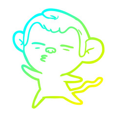 cold gradient line drawing cartoon suspicious monkey