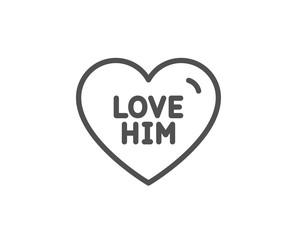 Love him line icon. Sweet heart sign. Valentine day symbol. Quality design element. Linear style love him icon. Editable stroke. Vector